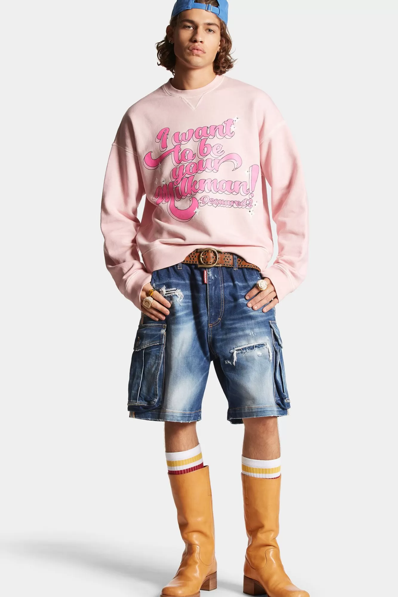 Korte Broek^Dsquared2 Medium Gescheurde Kniewas 64 Tag-Short Marine