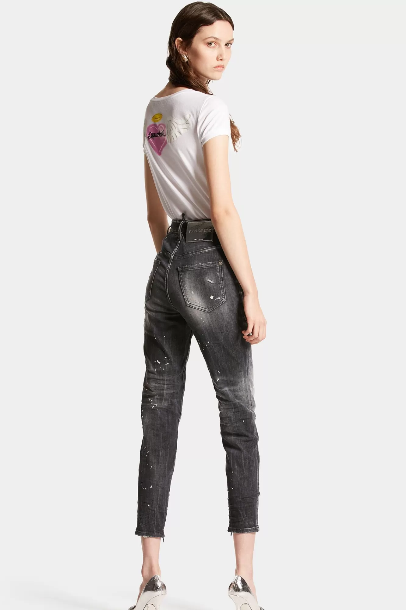 Jeans^Dsquared2 Twiggy Jean Met E Gescheurde Wassing En Hoge Taille Zwart