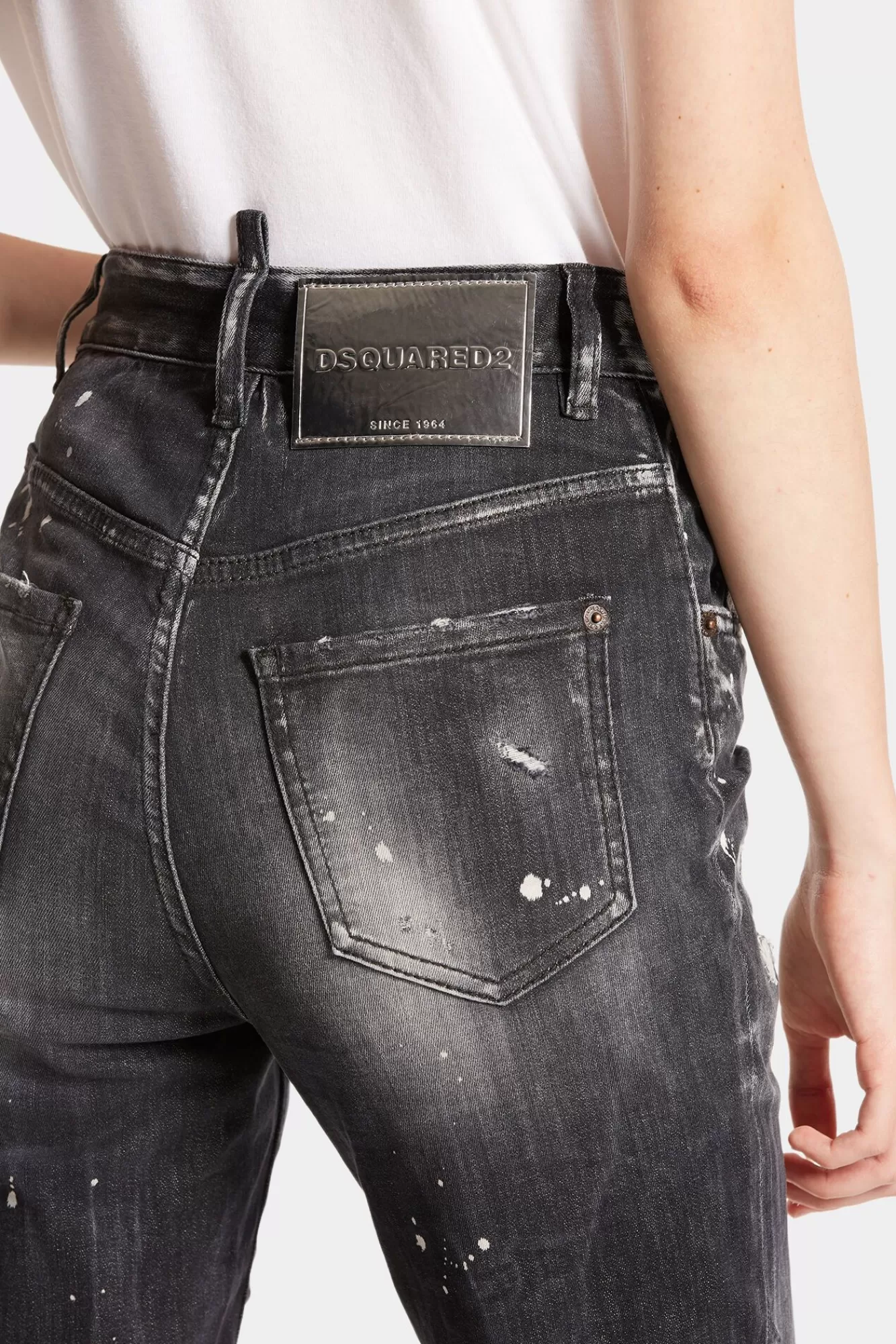 Jeans^Dsquared2 Twiggy Jean Met E Gescheurde Wassing En Hoge Taille Zwart
